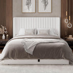 Feonase Queen Size Lift Up Storage Bed Frame, Velvet Upholstered Platform Bed Frame with Wingback Headboard, Hydraulic Storage, No Box Spring Needed, White