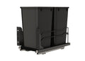 Rev-A-Shelf 27 Qt Double Pullout Under Cabinet Kitchen Trash Cans w/Soft-Close Slides for 15” Base Cabinets, Black, 53WC-1527SCDM-218 - Container Bins for Waste Management