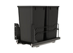 Rev-A-Shelf 27 Qt Double Pullout Under Cabinet Kitchen Trash Cans w/Soft-Close Slides for 15” Base Cabinets, Black, 53WC-1527SCDM-218 - Container Bins for Waste Management