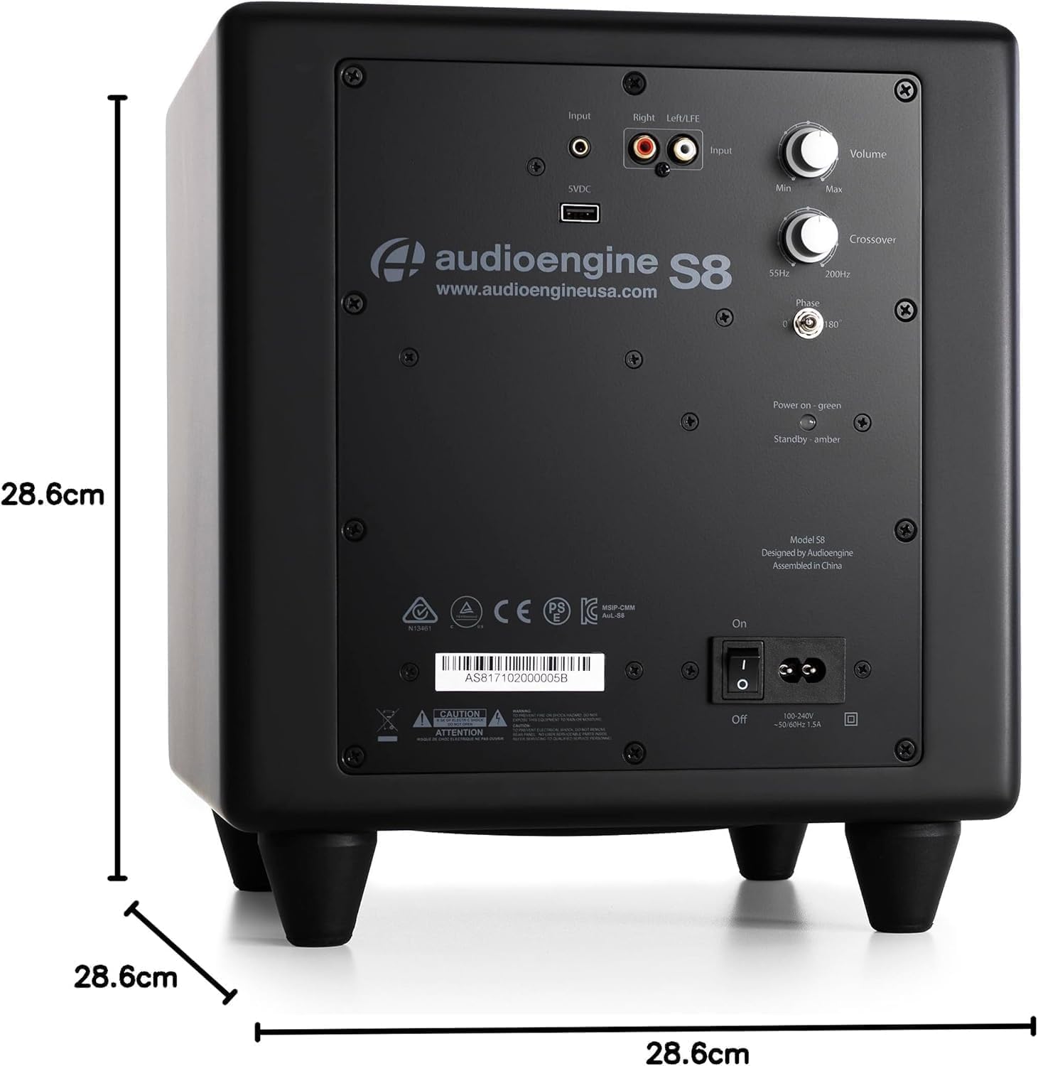 Audioengine S8 Powered Subwoofer - 8 Inch Subwoofer  250W Down Firing Speakers for PC  Home Theaters  Movie Lovers & Studios  Wireless Ready with Sleep Mode