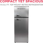 Frigidaire, 2 Door Apartment Size Refrigerator/Freezer Combo, 7.5 cu ft, Platinum Series, Stainless, 23" D x 21.5" W x 55.5" H
