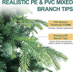 7FT Prelit Christmas Tree, Pre Lit Artificial Christmas Tree with 450 Lights and 2532 Branch Tips, Lighted Hinged Xmas Tree with Foldable Metal Stand for Party, Holiday, Home, Office