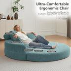 71" Boneless Couch Sofa Bed Oversized Round Couch 2-in-1 Foldable Floor Loveseat Sofa for Living Room and Apartment No Assembly (Sky Blue, 71")