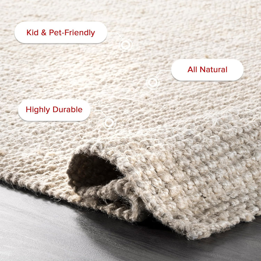 nuLOOM Ashli Solid Farmhouse Jute Area Rug, 11'6" x 14'6", Off-White