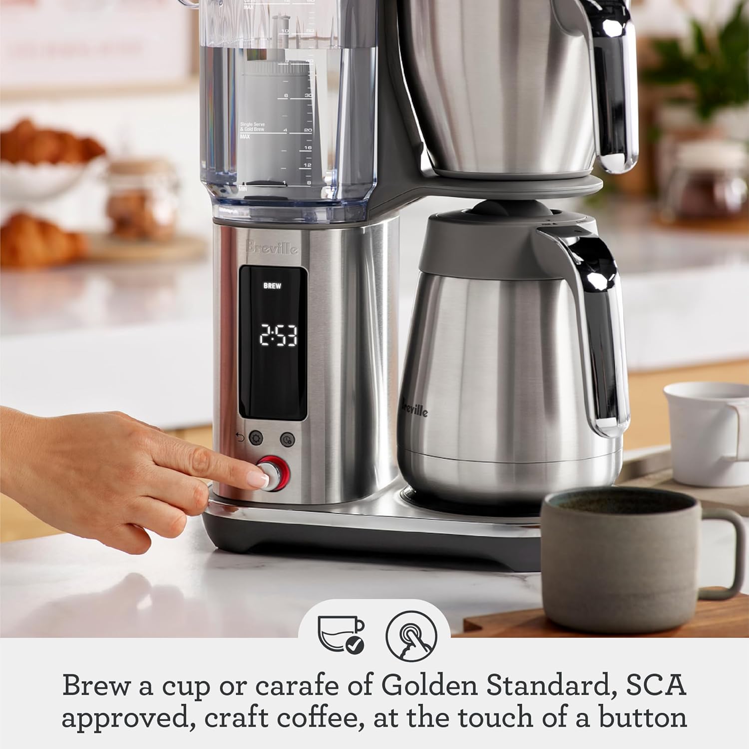 Breville Luxe Drip Coffee Machine, Brushed Stainless Steel, Thermal Carafe, BDC465BSS