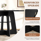 Round Dining Table for 4-6, 47" Kitchen Table for Dining Room, Modern Black Dining Table, Circle Kitchen Table for Living Room, Apartment