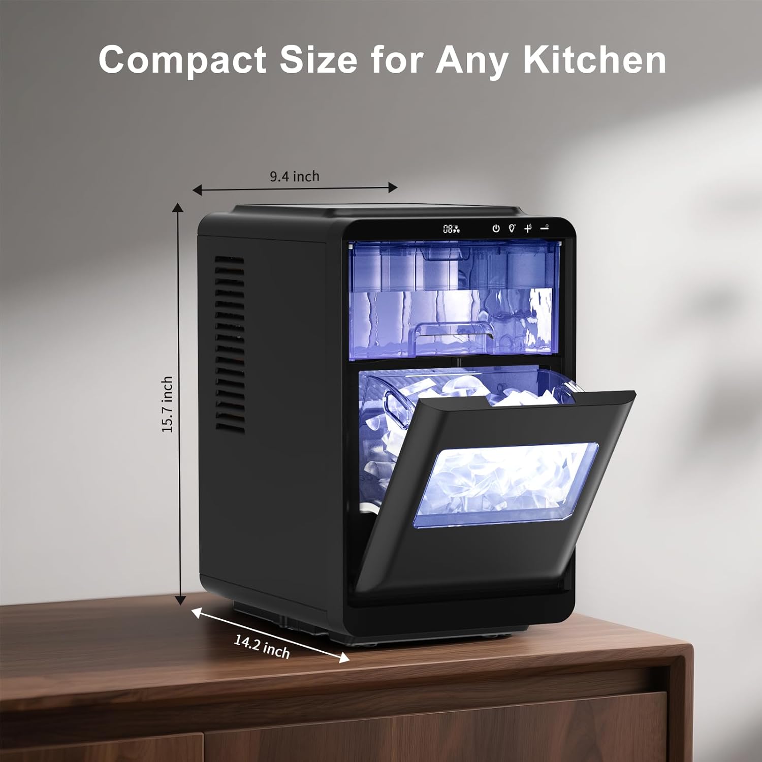 Northair Crescent ice Cube Machine 35Lbs/24H, 16Pcs in 12Mins  .Timer Portable Ice Maker for Home/Office/bar/Party(1, Black, 2.2L)