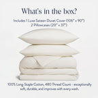 Brooklinen Luxury Sateen Duvet Cover Set - King/Cali King Size in Cream - 3 Piece Set (1 Duvet Cover, 2 Pillowcases) - 100% Cotton, 480 Thread Count