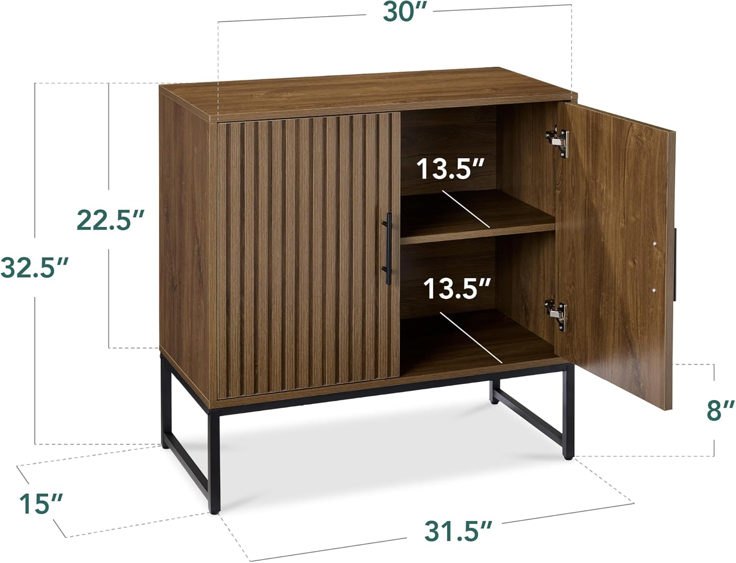 Best Choice Products Slatted Sideboard Buffet Cabinet, Entryway Table, Accent Storage Cabinet, Console Table for Hallway, Living Room, Dining Room – Dark Brown