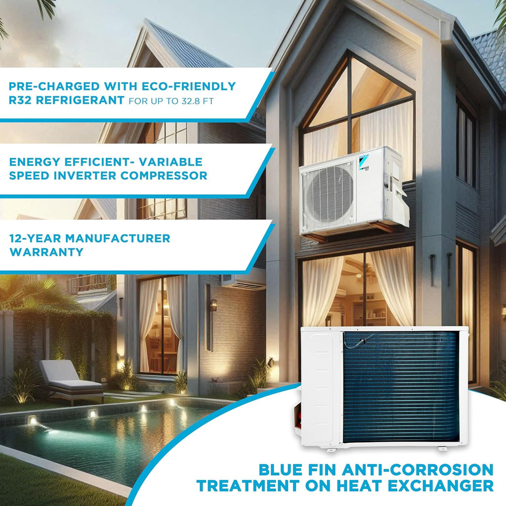 Daikin 18,000 BTU 21 SEER2 Oterra R32 Series Ductless Mini-Split Air Conditioner with Installation Kit and Wall Bracket- 230V