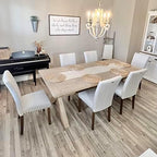 COLAMY Upholstered Parsons Dining Chairs Set of 2, Fabric Dining Room Kitchen Side Chair with Nailhead Trim and Wood Legs - Beige