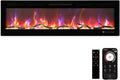 60" Recessed and Wall Mounted Electric Fireplace, Smart WiFi Infrared Electric Fireplace with Remote Control, Adjustable Flame Color, 750/1500W Fireplace Heater and Linear Fireplace, Black