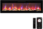 60" Recessed and Wall Mounted Electric Fireplace, Smart WiFi Infrared Electric Fireplace with Remote Control, Adjustable Flame Color, 750/1500W Fireplace Heater and Linear Fireplace, Black