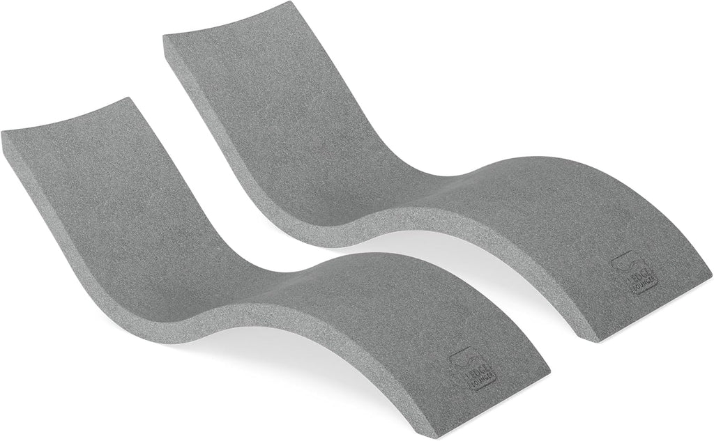 Ledge Lounger - Signature Chaise - Inside Pool & Sun Shelf Lounge Chair - Designed for Shallow Shelves Up to 9” - Compatible with All Pool Types - Poolside & Sun Deck Tanning - Set of 2 - Granite Grey