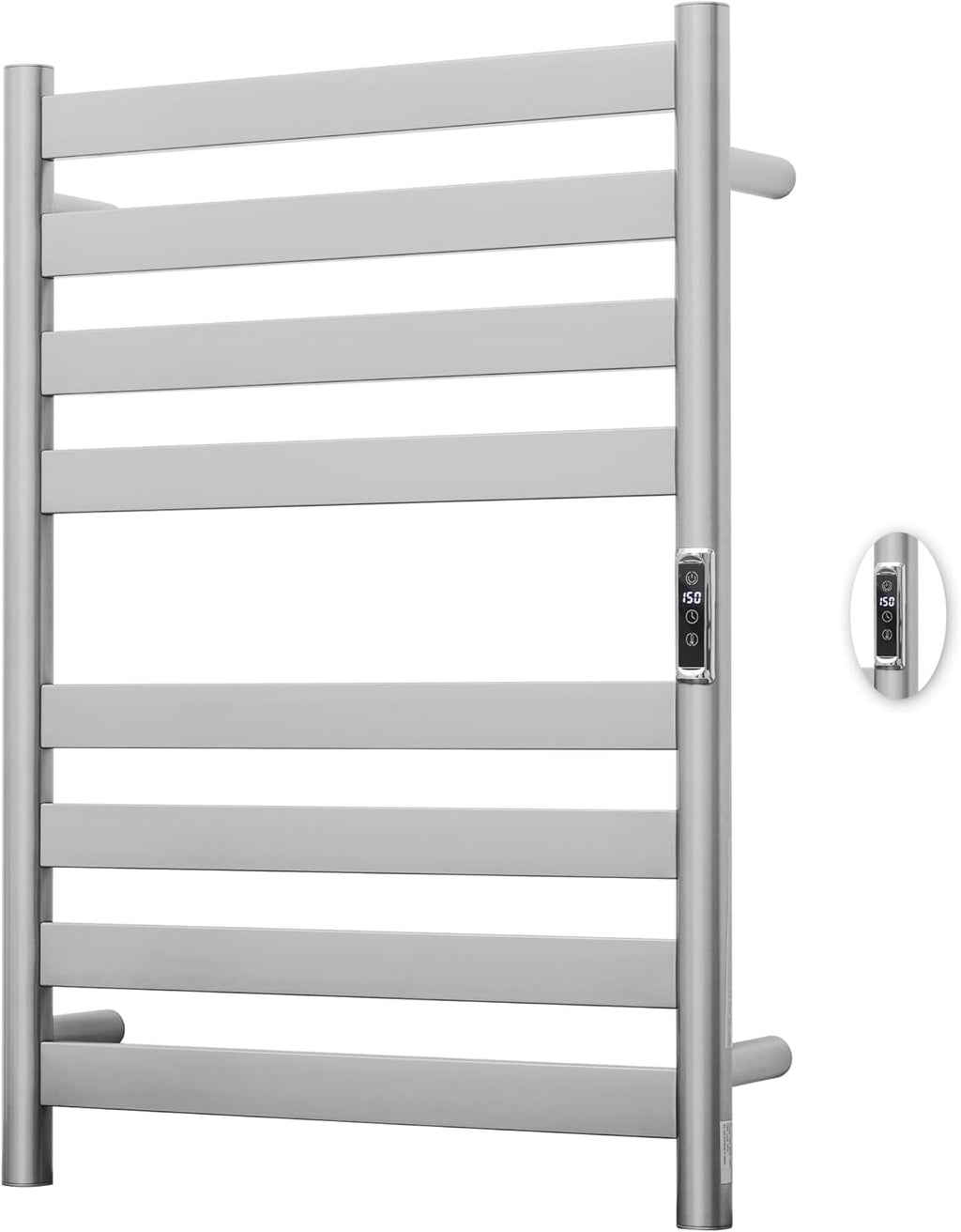 Heated Wall Mounted Electric Towel Warmer Rack,Timer & Temperature Control, 8 Bar Stainless Steel Towel Heater for Bathroom (Brushed, 8 Bars)