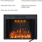 Valuxhome 43” W Electric Fireplace Heater with Crackling Sound, 1-9H Timer, Remote Control, Glass Door and Movable Mesh Screen, 3 Color Settings