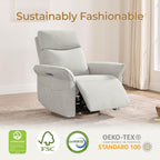 CHITA Power Recliner Chair, Electric Triple-Motor Swivel Glider Nursery Rocking Chair with Adjustable Power Headrest and Lumbar Support, GREENGARD Gold Certified, Solid Wood Base, Crockery Grey
