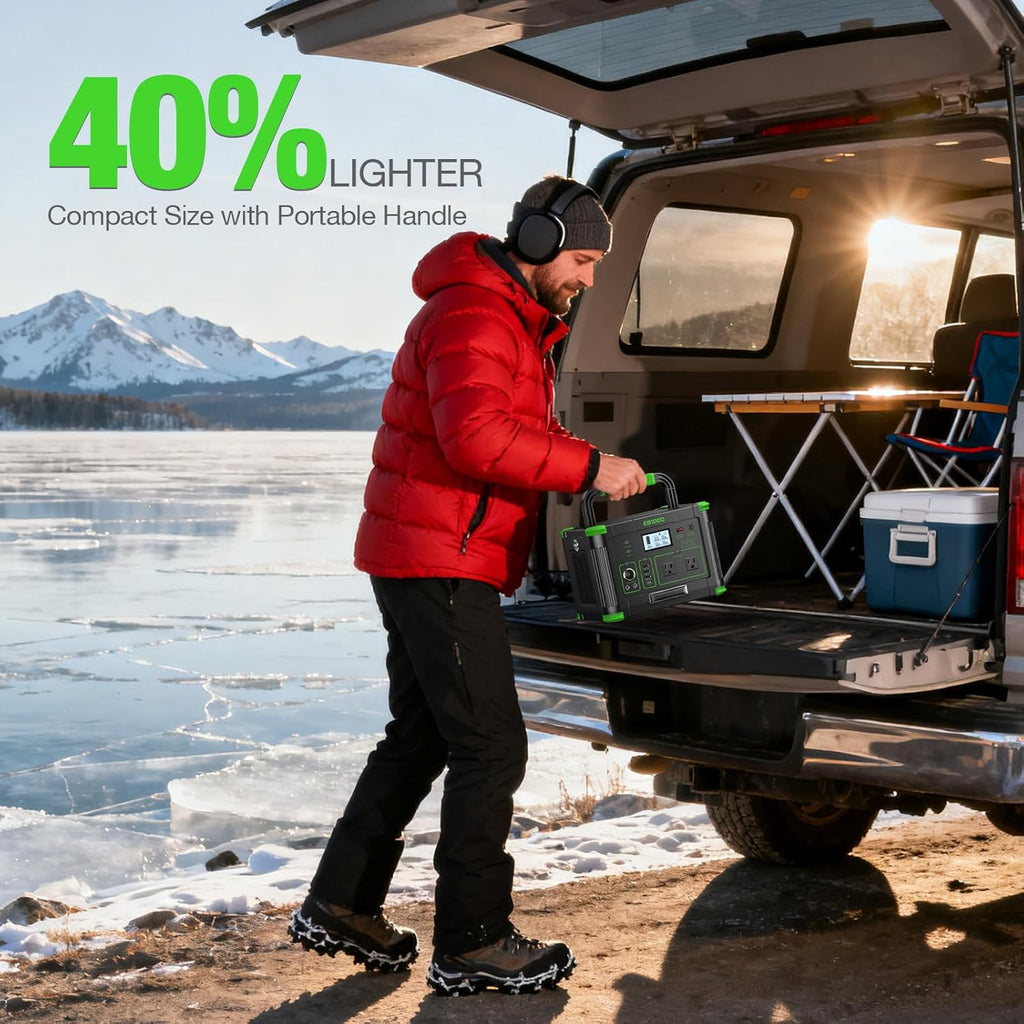 Portable Power Station 1000W (Peak 2000W)  999Wh Solar Generator  110V Pure Sine Wave AC Outlet with PD 60W USB-C Fast Charging  Outdoor Camping RV Van Home Backup Off-Grid Living