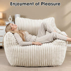 Giant Bean Bag Chair for Adults, Oversized Memory Foam Bean Bag Sofa with Armrests, Large Comfy Fluffy Single Lounges Mini Couch for Living Room, Bedroom & Dorm(Beige)