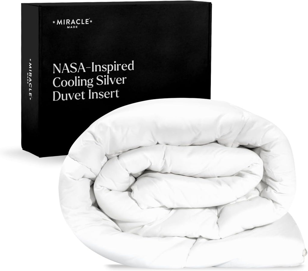 Miracle Made All-Season Duvet Insert Comforter – Silver-Treated Breathable Cotton Fabric, Pet Hair Resistant, Cool-to-The-Touch Bedding – its King/CaliKing Bed Cover, White