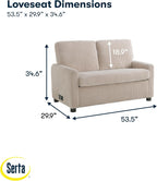Serta® Darnold 53.5" Pull-Out Sleeper Loveseat, Twin Size, Dreamcoil® Comfort, Memory Foam Pull-Out Mattress, USB-C and USB-A Power Ports, Soft Corduroy Fabric, Beige