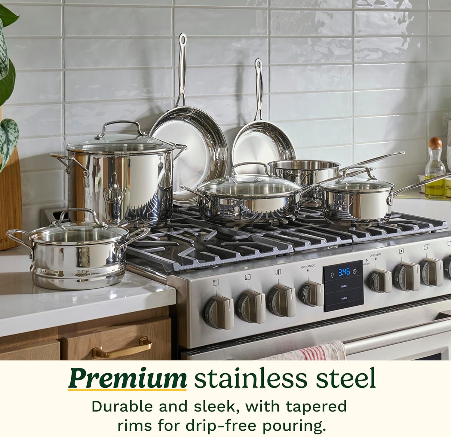 Cuisinart Chef's Classic 11-Piece Stainless Steel Pots and Pans Set, Cookware Set Compatible with Induction, Electric, Gas Cooktops, Aluminum Core for Even Heat, Cool Grip Handles, Dishwasher Safe