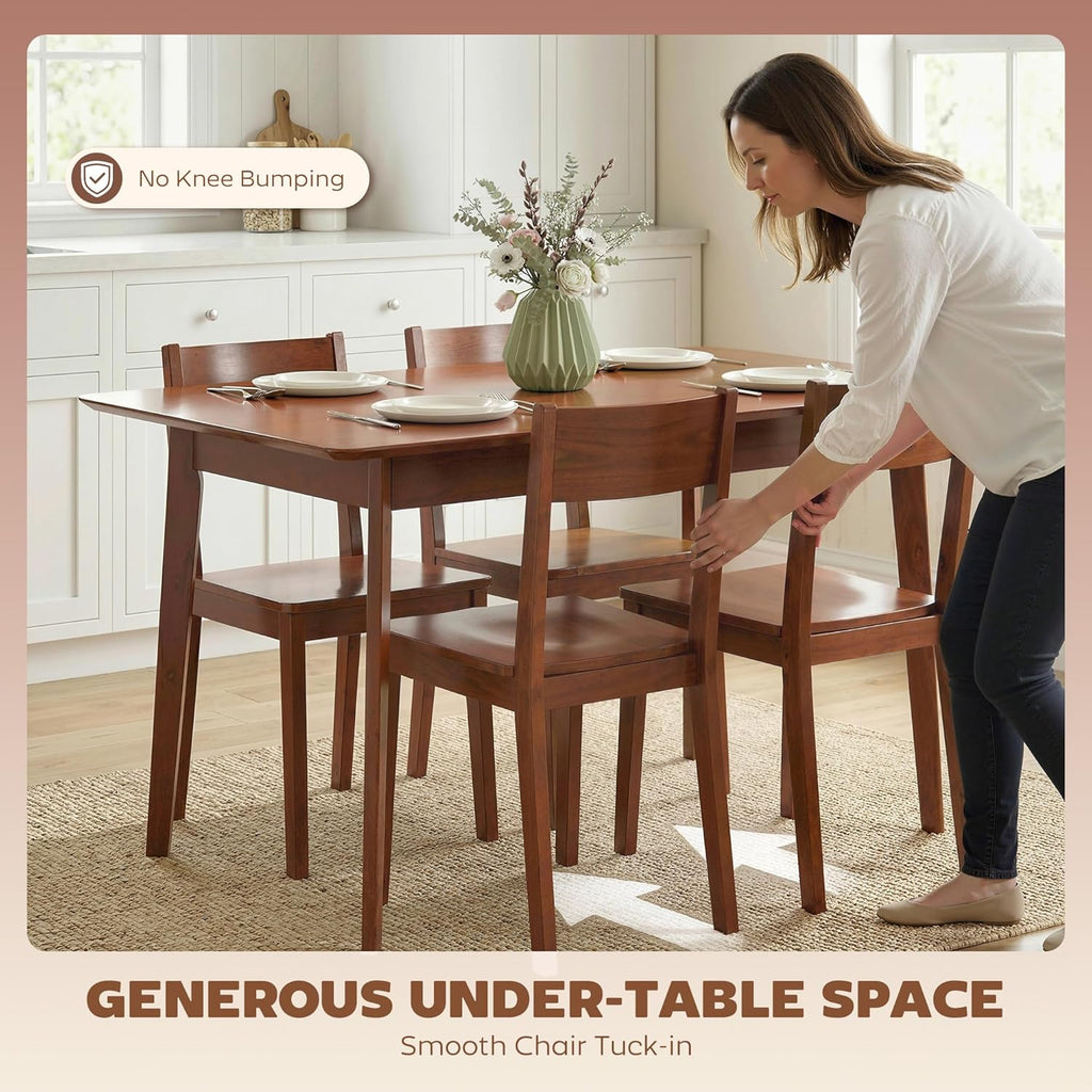 HOMCOM 47" Mid-Century Modern Dining Table for 4, Rectangular Kitchen Table with Wood Grain Finish, Tapered Legs, Wood Frame for Small Spaces, Dining Room, Apartment, Easy to Assemble, Walnut