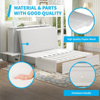 Mjkone Murphy Bed Queen Cabinet, Cube Cabinet Bed with Tri-Folding Mattress, Foldable Panel, Hidden Murphy Chest Beds with 2 Storage Drawers & USB Charging Station for Living Room Office, White