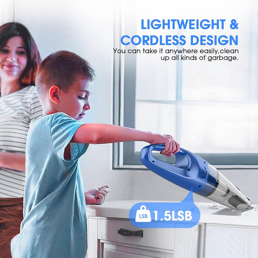 Handheld Vacuum Cordless Rechargeable – 6000Pa Mini Hand Held Vacuum, LED Light, 20–25 Mins Runtime, USB Charging, 500ML Cup – Lightweight Small Vacuum Cleaner Cordless for Car/Office/Home
