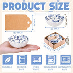 SiliFine 48 Pcs Wedding Favors for Guests Small Ceramic Bowl Bulk Gifts Set 3.3 Inch Floral Design Mini Dipping Sauce Dish with Card Box for Bridal Pooja Baby Shower Birthday (Flower,Blue)