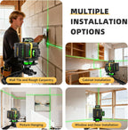 16 Lines Laser Level with Tripod - 360° Cross Line Laser with Tripod, 4D Green Laser Level, 4x360 Self Leveling Tool for Picture Hanging, Home Renovation, Indoor Project, 2 Batteries Included