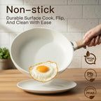 Pots and Pans Set Non Stick Non-Toxic 22 Pcs Ceramic Cookware Sets Nonstick Kitchen Pot&Pan With Lid Cream White Granite Induction Compatible with Glass Lids Crepe Frying Pan PFOA/PFOS-Free