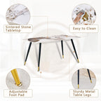 Dinner Table Set for 6, Sintered Stone Kitchen Table Top and Modern Chairs Set of 6 for Kitchen Dining Room