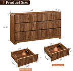MERRYBERRY Fluted Dresser for Bedroom with 9 Drawers,63" Wide Modern Chest of Drawers with Curved Profile & Deep Drawer,Large Wood TV Dresser for Bedroom Living Room