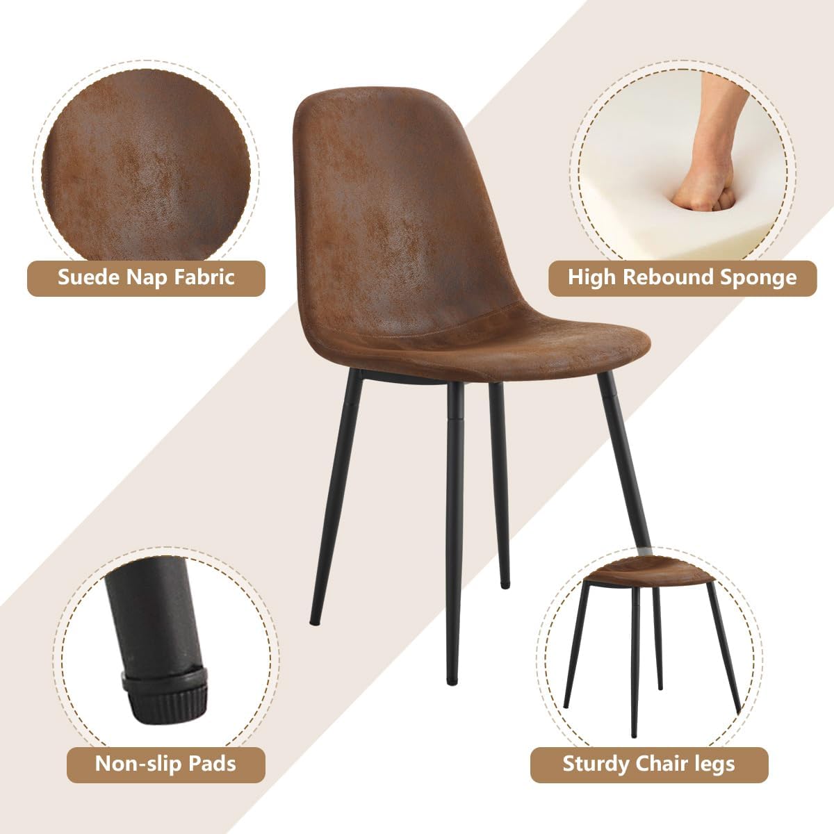 7 Piece Dining Table Set .Dinner Table Set for 6 .71'' Kitchen Table and Suede Nap Fabic Chairs Set of 6 .6 Chair Dining Table Set for Kitchen Dining Room
