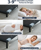 Adjustable Bed Frame King, Head & Foot Incline with Wireless Remote, Zero Gravity & Anti-Snore Modes, Adjustable Height Bed Base, Back Pain Relief, Post-Surgery Recover, Relieve Acid Reflux