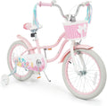 BABY JOY Kids Bike, 12" 14" 16" 18" Mermaid Girls Bike for 3-8 Years Old w/Basket, Training Wheels, Hand & Coaster Brakes, Adjustable Seat & Handlebar, 20" Children Bicycle with Kickstand for 8+