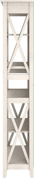 Bush Home Tall 5 Shelf Bookcase for Living Room or Home Office, Large Bookshelf, Modern Farmhouse Style, Key West Collection, Linen White Oak
