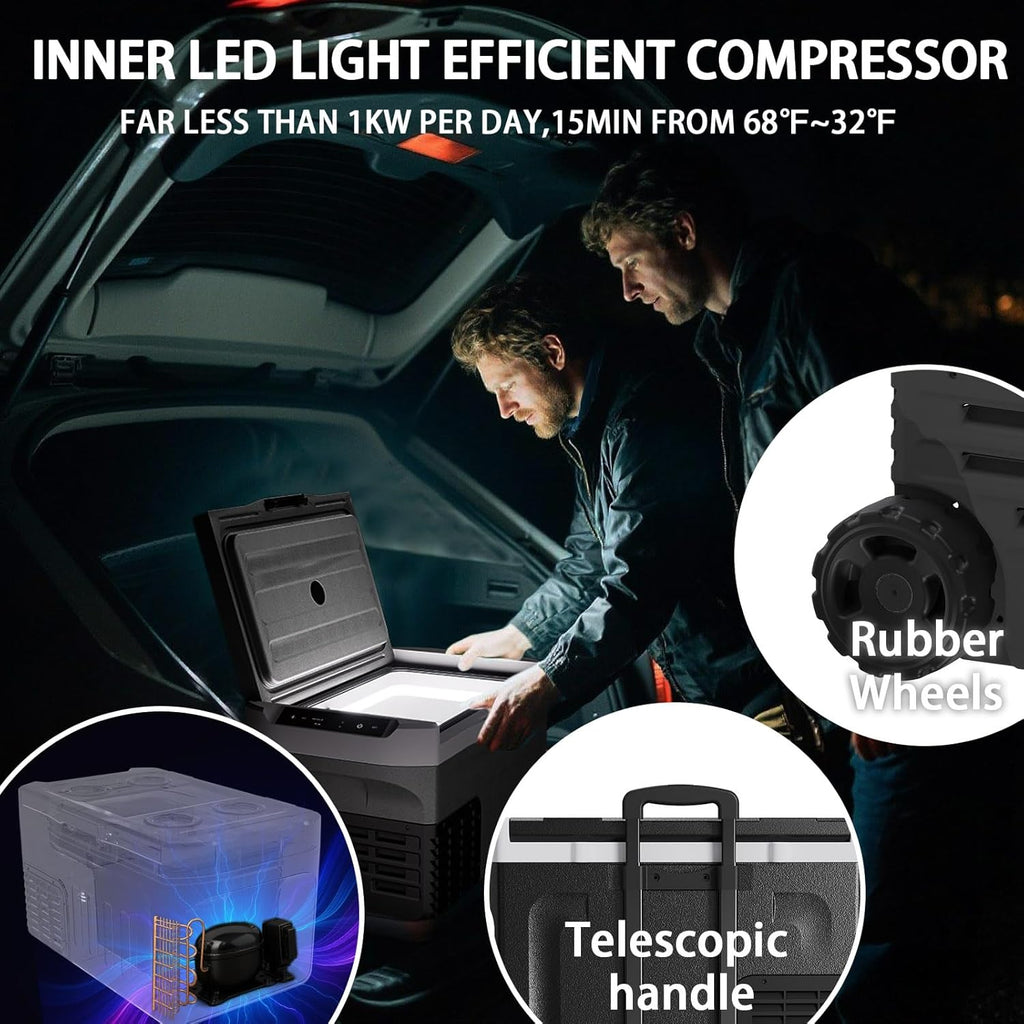 12 Volt Refrigerator, 32QT(30L) Mini Portable Car Fridge, Freezer Compressor Electric Cooler -4℉~68℉, 12/24V DC 100-240V AC for Truck Van RV SUV Travel Camping Road Boat Trips