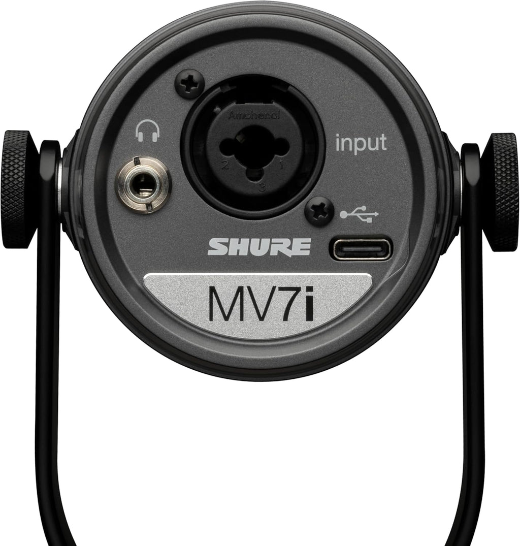 Shure MV7i Smart Microphone – USB-C & XLR Mic for Podcasting  Music & Streaming with Built-in Audio Interface  Auto Level Mode  Advanced DSP  All-Metal Design  Black