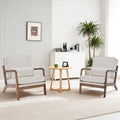 DUMOS Mid Century Modern Chair Set of 2, Accent Chair with Arms and Waist Cushion, Reading Chairs for Adults, Lounge Chair for Living Room and Bedroom, Solid Wooden Frame, Beige