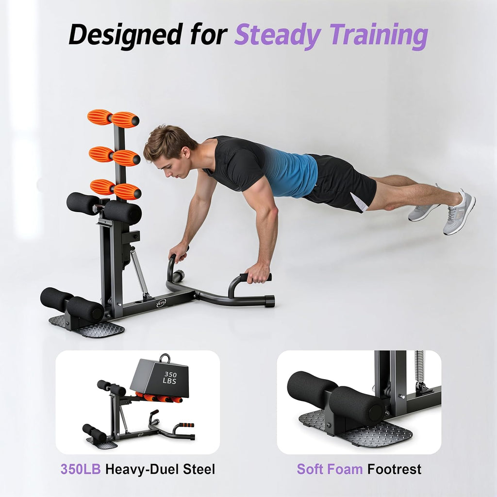 Deep Squat Machine, Adjustable Glutes Trainer Machine, Core & Abs for Low Impact Lower Body Workouts, Home Gym Push-Up Exercises, Easy to Assemble, 350Lbs Weight Capacity