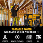 DeWalt 5 000 Starting Watt Portable Gas Generator  223cc Engine  Idle Control Technology  CO Protect Carbon Monoxide Detection  Never-Flat Wheels  Heavy Duty Steel Frame  Emergency Jobsite Power
