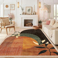 MUJOO Washable 8x10 Area Rugs for Living Room Bedroom Dining Room Large Boho Non Slip Carpet Indoor Mid Century Modern Abstract Botanical Geometric Terracotta
