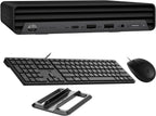 HP Pro Mini 400 Desktop Computer PC with Intel i7-12700T  (12C/20T)  16GB RAM  512GB SSD  Triple 4K Display (DP 1.4/HDMI 2.1)  WiFi and Bluetooth  Windows 11 Pro (with Keyboard & Mouse & Stand)  Black