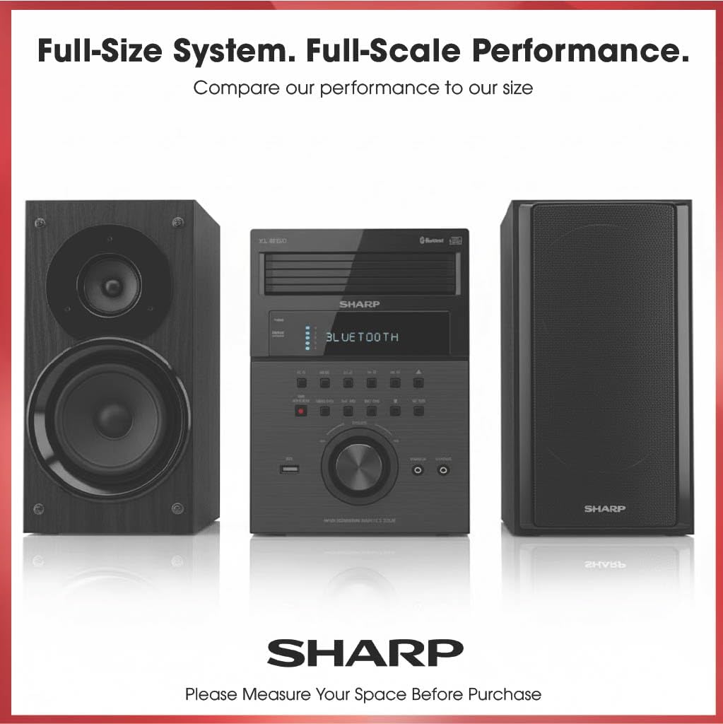 Sharp XL-BH250 Sharp 5-Disc Micro Shelf Executive Speaker System with Bluetooth  USB Port for MP3 Playback  AM/FM  Audio in for Digital Players