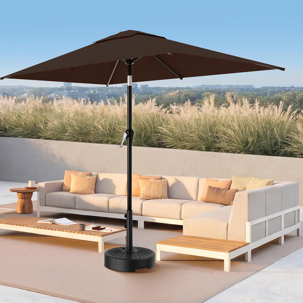 AreShark 6.5' x 10' Rectangular Patio Umbrellas for Outdoor, Outdoor Table Umbrella, Large Outdoor Patio Umbrellas with 6 Sturdy Ribs for Pool, Garden, Deck & Market (Brown)