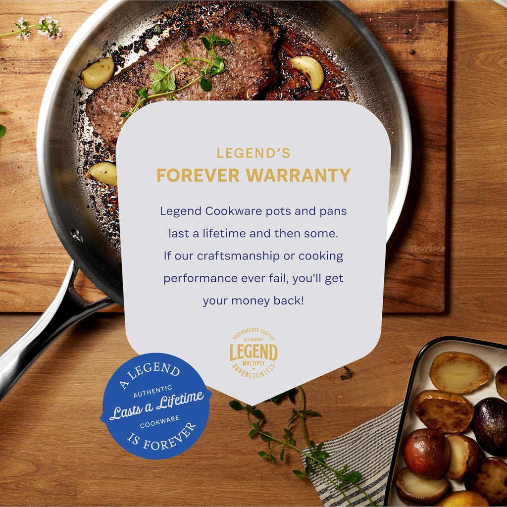 LEGEND COOKWARE 5-Ply Stainless Steel Cookware Set, 12-Piece Pots and Pans Set - Induction Compatible, Oven Safe 800°F - Non-Toxic, No Coatings - Built to Last Generations