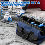 SiliFine 18 Pcs Masonry Trowel Construction Tool Kit with Tool Bag, Includes Putty Knives, Gloves Rebar Hooks, Stainless Steel Tools for Home, DIY, Concrete Masonry Work(Blue)