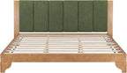 Christopher Knight Home Trisie Mid-Century Modern King Size Bed Frame and Headboard, Solid Wood King Platform Bed Frame with Upholstered Headboard, No Box Spring Needed, Easy Assembly, Natural
